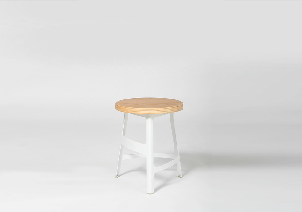 Wood Seat Factory Stool Designed by Sean Dix