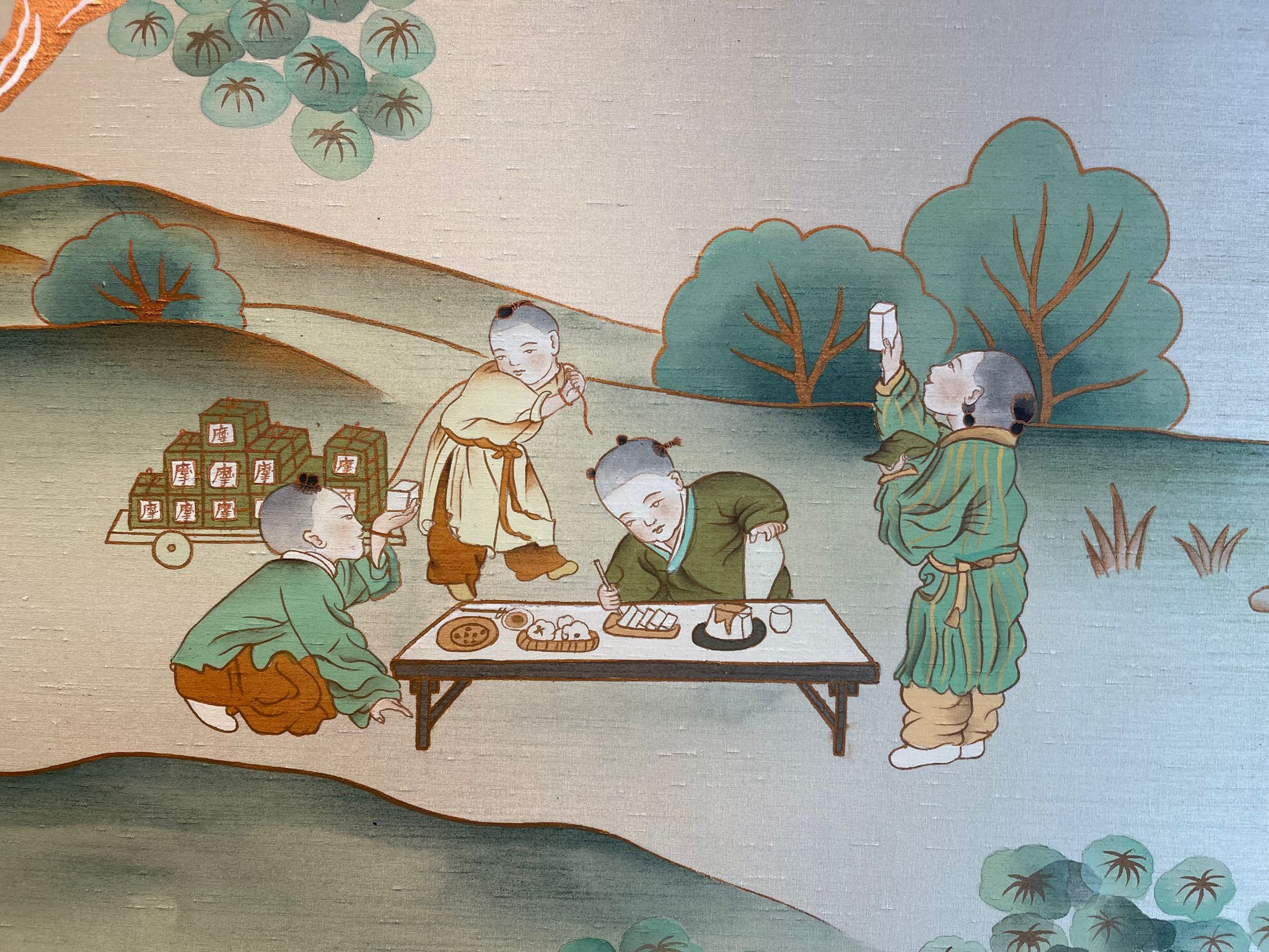 MORA_Silk panel showing ancient tofu making_Interior Design_Sean Dix
